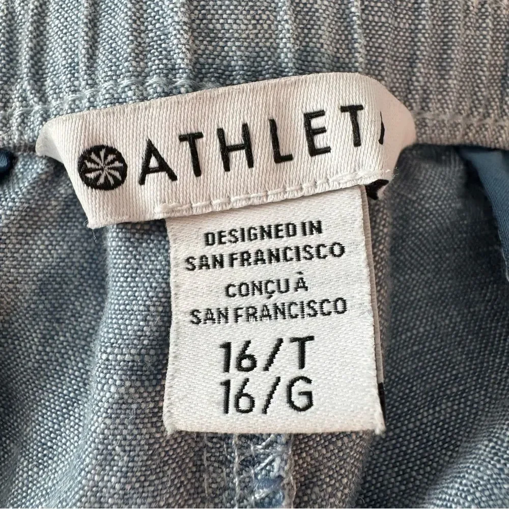 ATHLETA Retreat Linen Jogger Pants in Chambray Blue Size 16 Tall